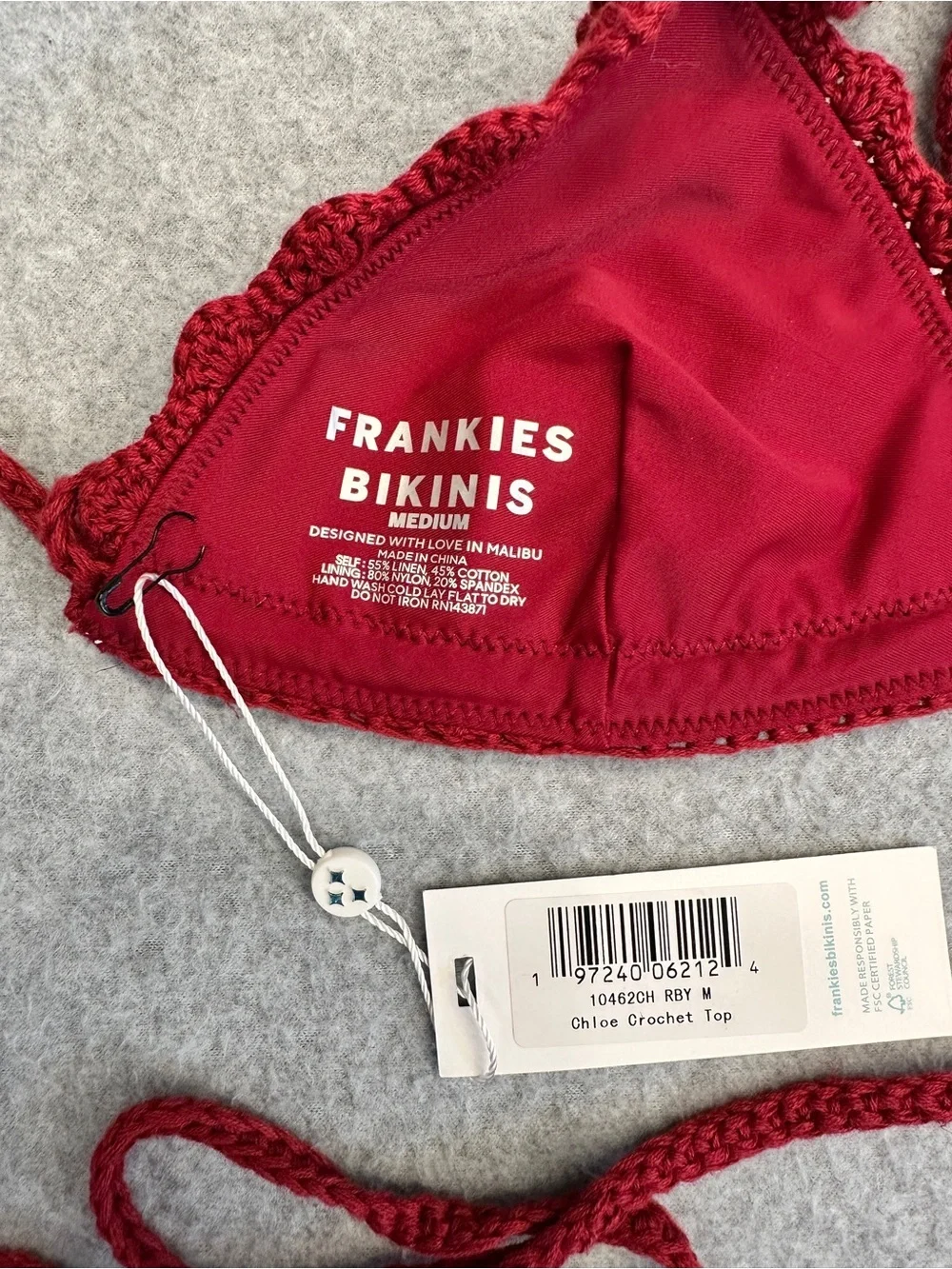 Frankie’s Bikinis Red Crochet Top and Bottom Set